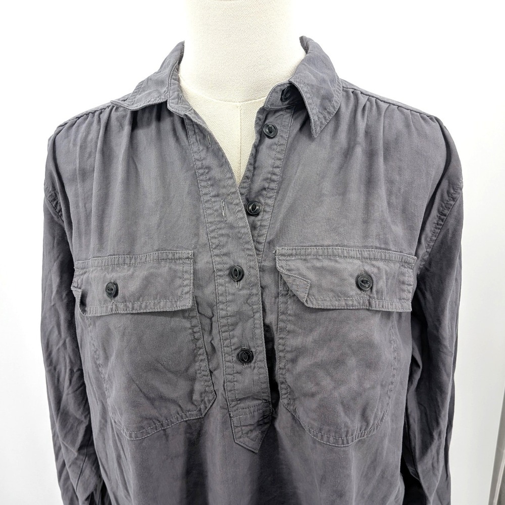 Lyocell Utility Popover Shirt Gray Casual XS Universal Thread Oversized - Picture 6 of 7